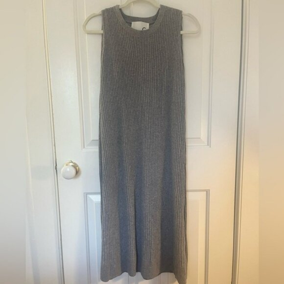 Japanese Gray Ribbed Knit Maxi Skirt - Picture 1 of 4